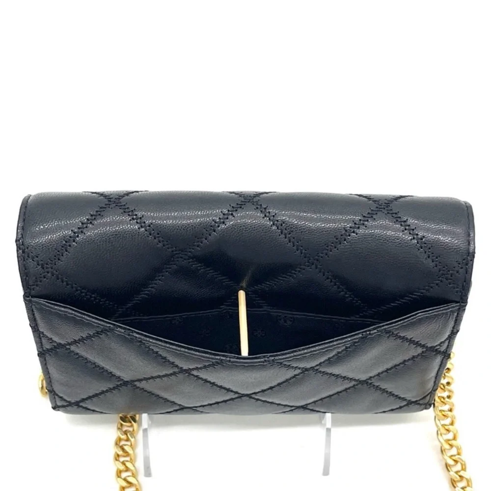 Tory Burch Navy Quilted Crossbody Bag with Gold Chain
